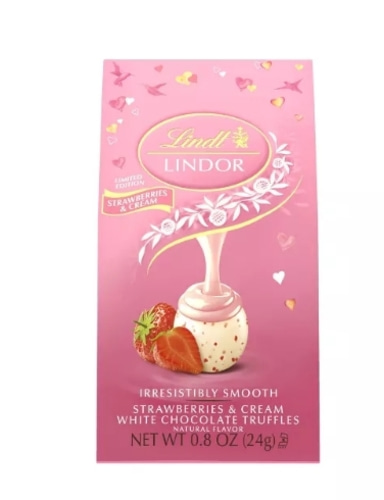 LINDOR Valentine&#039;s Day Strawberries and Cream White Chocolate Truffles - 0.8oz- 미니사이즈 x 10개