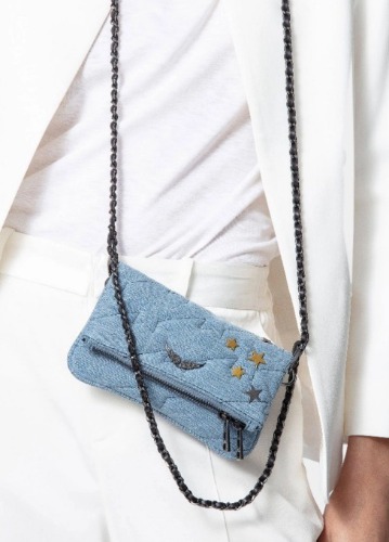 Zadig &amp; Voltaire Star-Studded Chain-Strap Denim Handbag