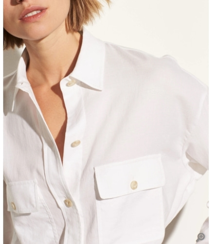 Vince Buttoned Utility Shirt in Optic White - M 바로출고