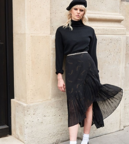 The Kooples PATTERNED PLEATED WRAP SKIRT