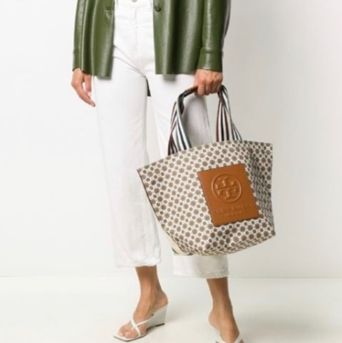 Tory burch gracie mixed print canvas tote