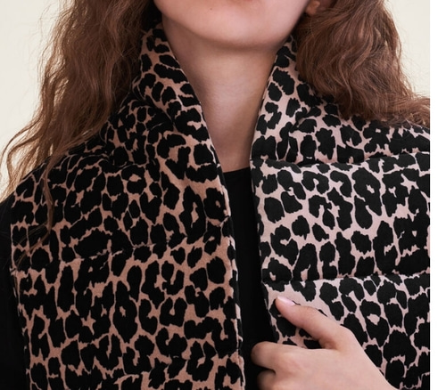 maje LEOPARD PRINT QUILTED SCARF