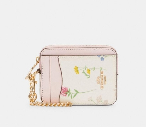 coach Zip Card Case With Spaced Wildflower Print