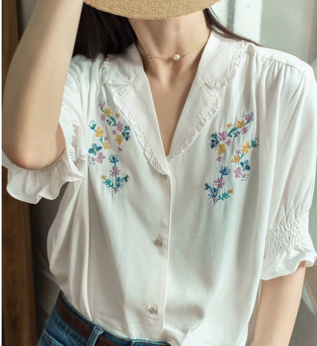 simple retro blouse - 파이날세일
