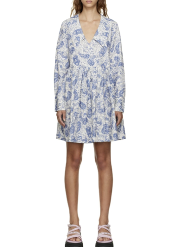 GANNI Wrap-effect paisley-print organic cotton-poplin mini dress