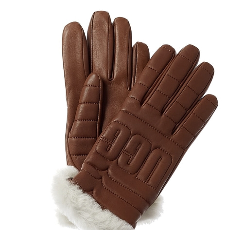 UGG Logo Quilted Leather Gloves