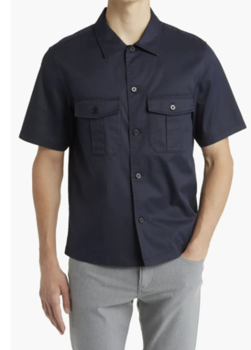 Theory Beau Solid Stretch Cotton Blend Short Sleeve Button-Up Shirt -$225 - 바로출고
