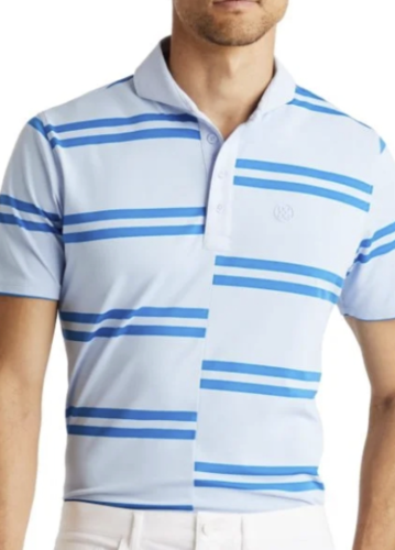 G/FORE Offset Stripe Modern Spread Collar Tech Pique Golf Polo