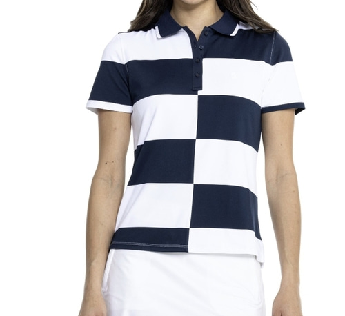 G/fore OFFSET RUGBY STRIPE TECH PIQUÉ POLO