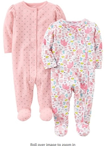 Carter&#039;s Baby Girls&#039; 2-Pack Cotton Footed Sleep and Play - 2개세트! 