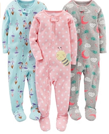 imple Joys by Carter&#039;s Girls&#039; 3-Pack Snug-Fit Footed Cotton Pajamas - 3개세트 