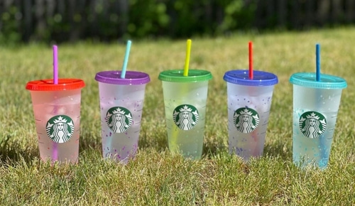Srarbucks reusable cold cups - color change confetti  - 5개 세트!!  한정수량!  바로출고