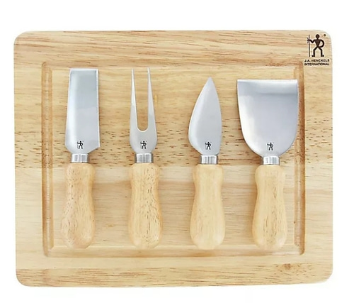 HENCKELS 5-Piece Cheese Knife Set in Silver/Wood