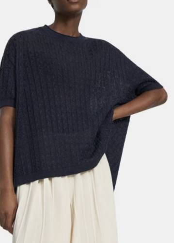 theory Short-Sleeve Sweater -Knit Linen