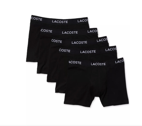 LACOSTE Men’s 5 Pack Cotton Boxer Brief Underwear