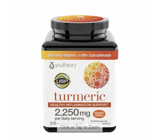 youtheory Turmeric Extra Strength Formula 2,250 mg., 210 Capsules / 강황 - 체온높여 면역강화 !  하루 3알 70일분  -  한정기간 세일