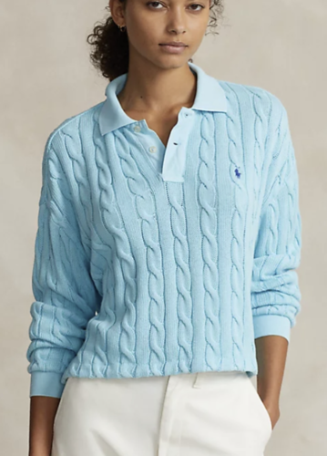 Polo Ralph Lauren Cable Cotton Long-Sleeve Polo Shirt